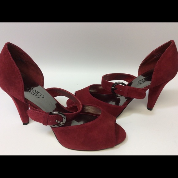Franco Sarto Deep Red suede Peep toe pump size 7 - Picture 4 of 8